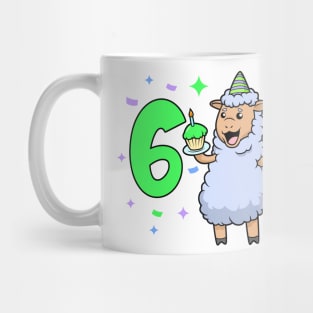 I am 6 with sheep - girl birthday 6 years old Mug